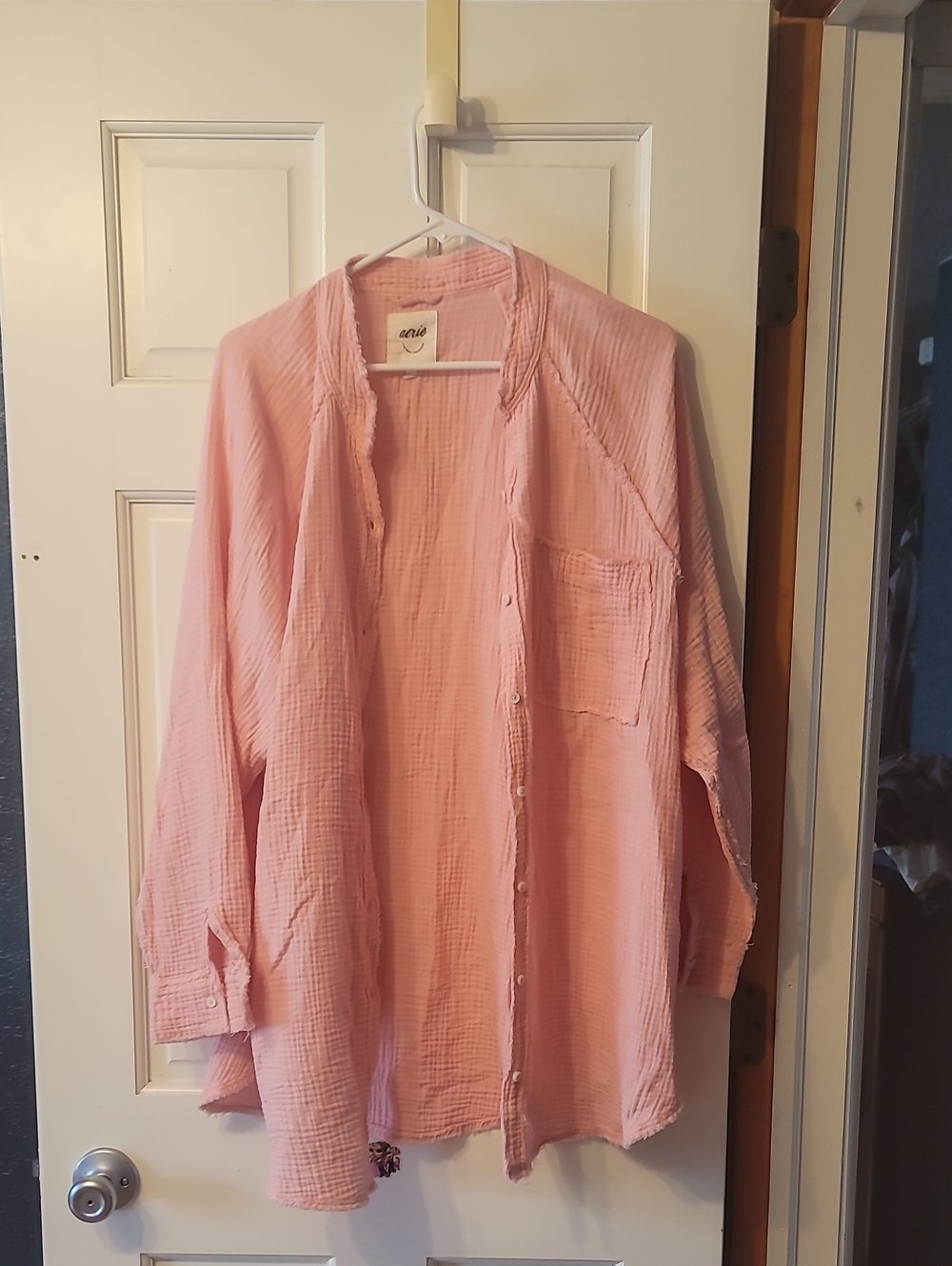 aerie Men's Light Pink Button-Front Shirt Jacket